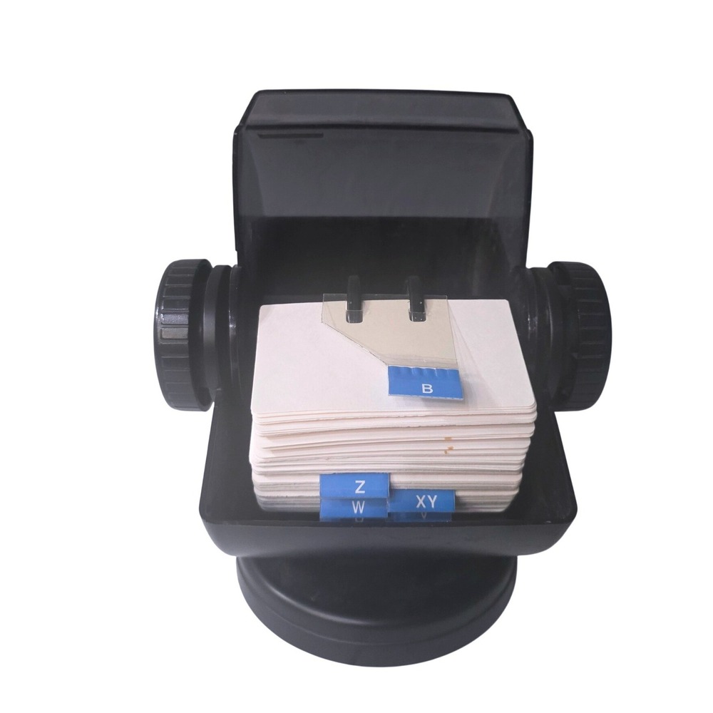 Rolodex VIP24C Rotary Business Card File Black Swivel Base with Cover & Cards